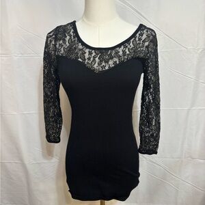 2b bebe Black Lace Sleeve Bodycon Mini Dress Small